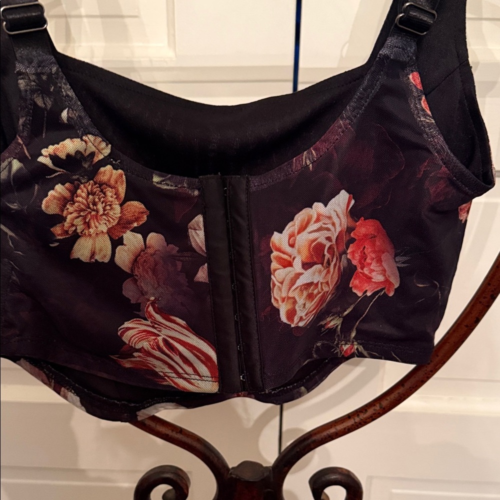 Romantic Floral whimsigoth bralette crop top - Picture 3 of 3